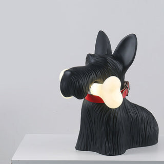 Cartoon dog lamp close-up — resin LED whimsical detail