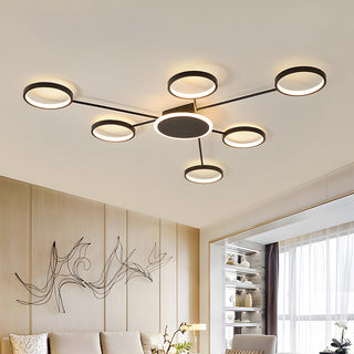 Modern multi head ceiling fixture LED – metal ring design