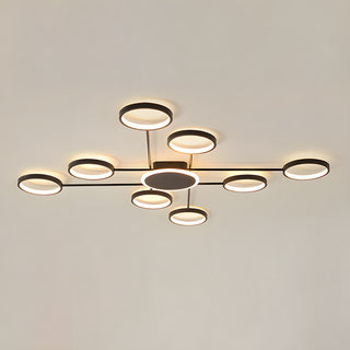 Multi head metal ring ceiling fixture LED – modern side