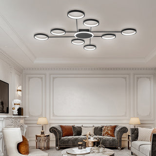 LED multi head ceiling light – modern metal ring close-up