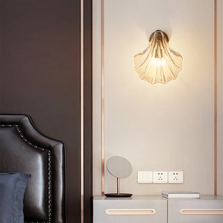 Modern amber sea shell glass wall sconce — living room