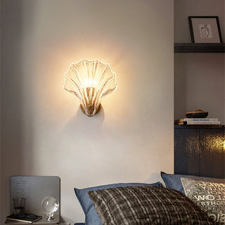 Modern sea shell amber wall sconce glass — living room lamp