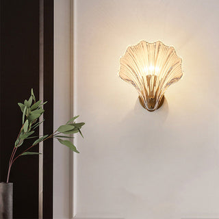 Sea Shell Wall Lamp – Modern Glass Wall Sconce with Amber Lighting for Living Room