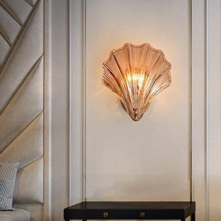 Modern sea shell glass wall lamp amber — living room sconce