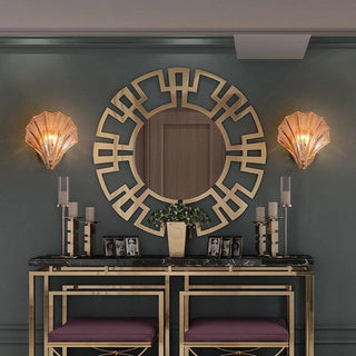 Modern sea shell amber wall lamp angle — glass sconce