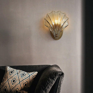 Sea shell glass amber modern wall sconce — living room