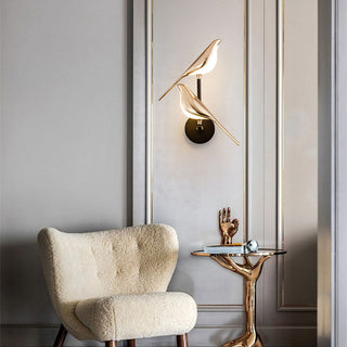 Golden bird acrylic modern LED wall sconce — hallway fixture