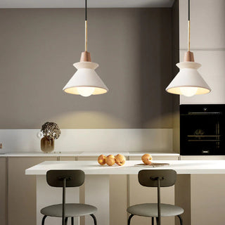 Pendant with white cone concrete shade — adjustable cord