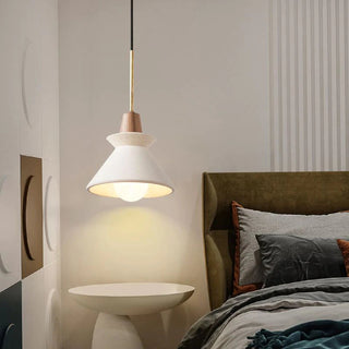 Modern white cone pendant showing concrete texture