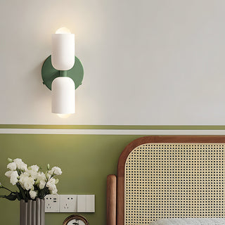 Double head plug-in glass wall sconce adjustable — lamp