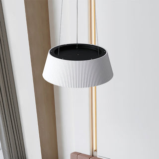 Contemporary ceiling lamp with ribbed shade and wood accent