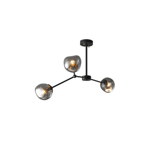 Lava glass brass chandelier front — modern molecular living room