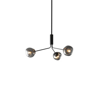 Lava brass glass chandelier — modern molecular living room warm