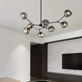 Lava glass chandelier wide — modern brass molecular warm ceiling
