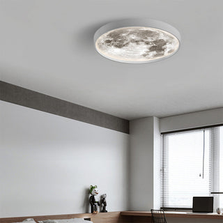 Creative moon ceiling light in bedroom, soft ambient glow
