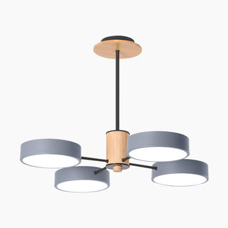 LED branched pendant side angle — modern iron wood ceiling lamp