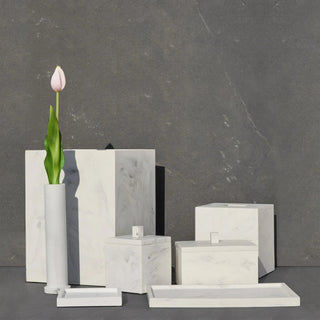 luxury 6-piece marble resin bathroom decor accessories set close-up