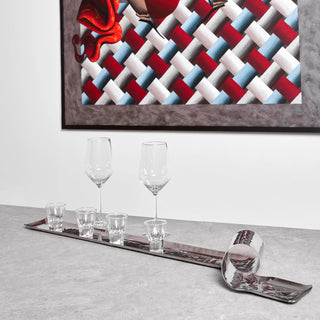 stainless steel tray rikan polished serving tray hammered finish wave design side view