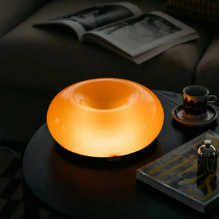 Orange donut table lamp side — glass LED dimmable warm