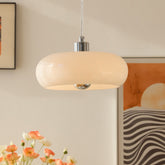 Dining room Bauhaus pendant with round glass shade