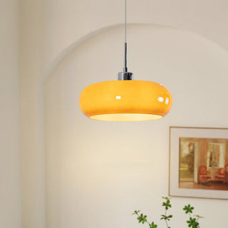 Pendant with round Bauhaus glass shade and adjustable cord