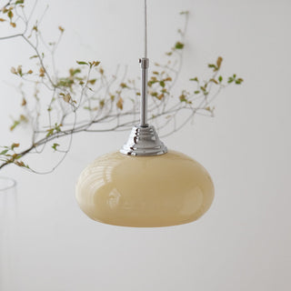Nordic Bauhaus glass pendant — small iron bedroom ceiling lamp