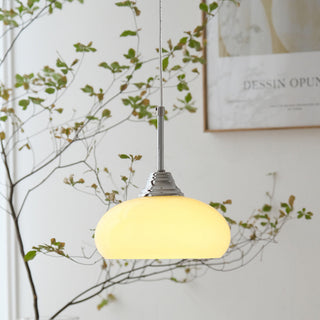 Small glass iron pendant detail — Nordic Bauhaus ceiling fixture