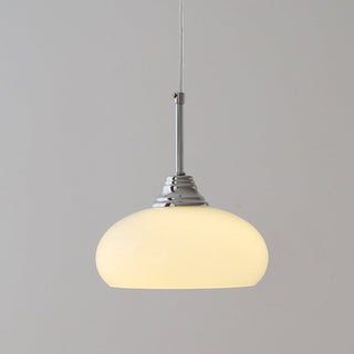 Nordic Bauhaus pendant side angle — small glass iron ceiling lamp
