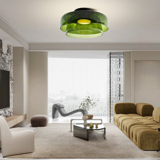 Plafonnier en verre multicouche - Lampe de plafond moderne pour salon avec abat-jour superposés