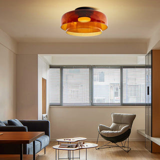 Plafonnier en verre multicouche - Lampe de plafond moderne pour salon avec abat-jour superposés
