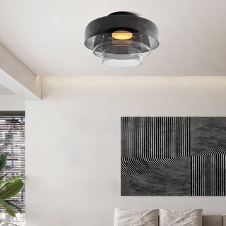 Plafonnier en verre multicouche - Lampe de plafond moderne pour salon avec abat-jour superposés