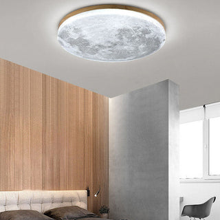 Moon LED ceiling light, round modern fixture with soft glow