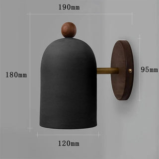 Nordic modern walnut ball wall lamp in bedroom — sconce
