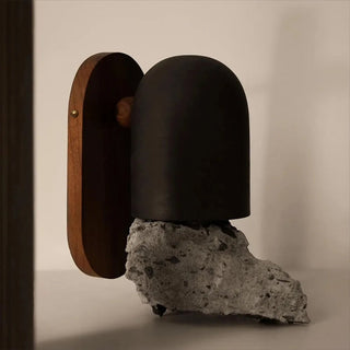 Walnut ball shaped Nordic wall sconce ambient — modern