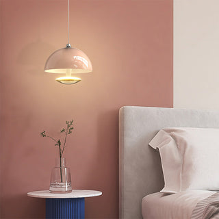 Hand touch pendant side view — modern controlled hanging fixture