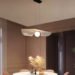 Hat shape pendant detail — acrylic transparent ceiling fixture