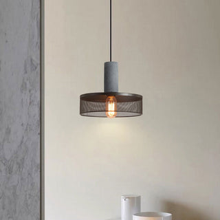 Black metal pendant with adjustable cord for kitchen island