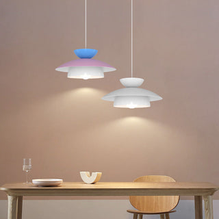 Round white dimmable LED pendant — modern metal hanging lamp