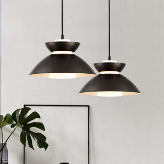 Farmhouse metal hanging pendant lamp with soft glow — dimmable ceiling fixture