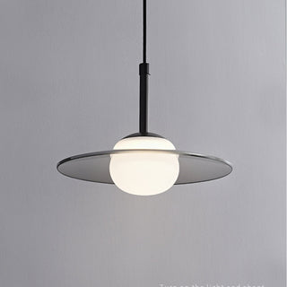 Grey glass pendant side angle — modern kitchen hanging light