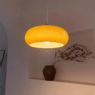 Vintage Bauhaus pendant casting warm diffused glow