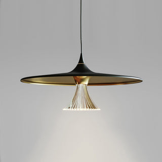 Flying saucer pendant side angle — concrete modern hanging lamp