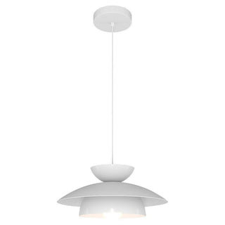Lámpara Colgante Moderna – Lámpara Colgante Redonda Blanca con Montura Metálica, LED Regulable