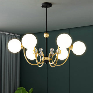 Black adjustable sputnik chandelier ambient — metal warm glow