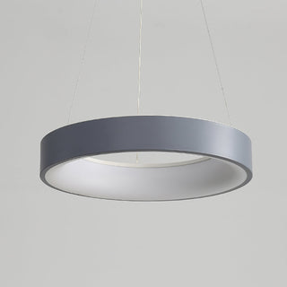 Contemporary metal hoop pendant from below — LED ceiling lamp
