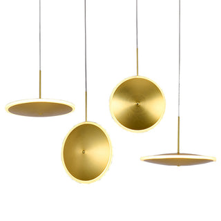 Gold modern chandelier side view — iron frame ceiling lamp for dining