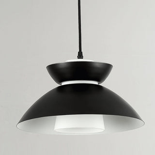 Farmhouse pendant light side view — soft dimmable metal ceiling fixture