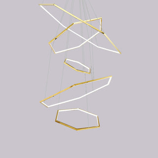 Geometric ceiling light gold metal – modern polygon close-up