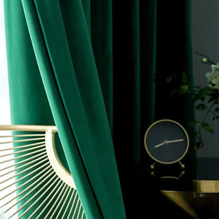 blackout velvet curtain thick luxury deep green velvet drapes room darkening angle view