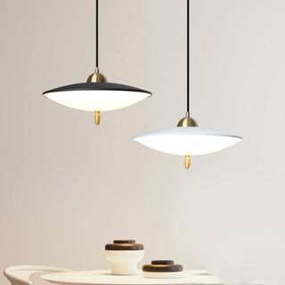 Metal glass pendant from below — modern LED hanging lamp